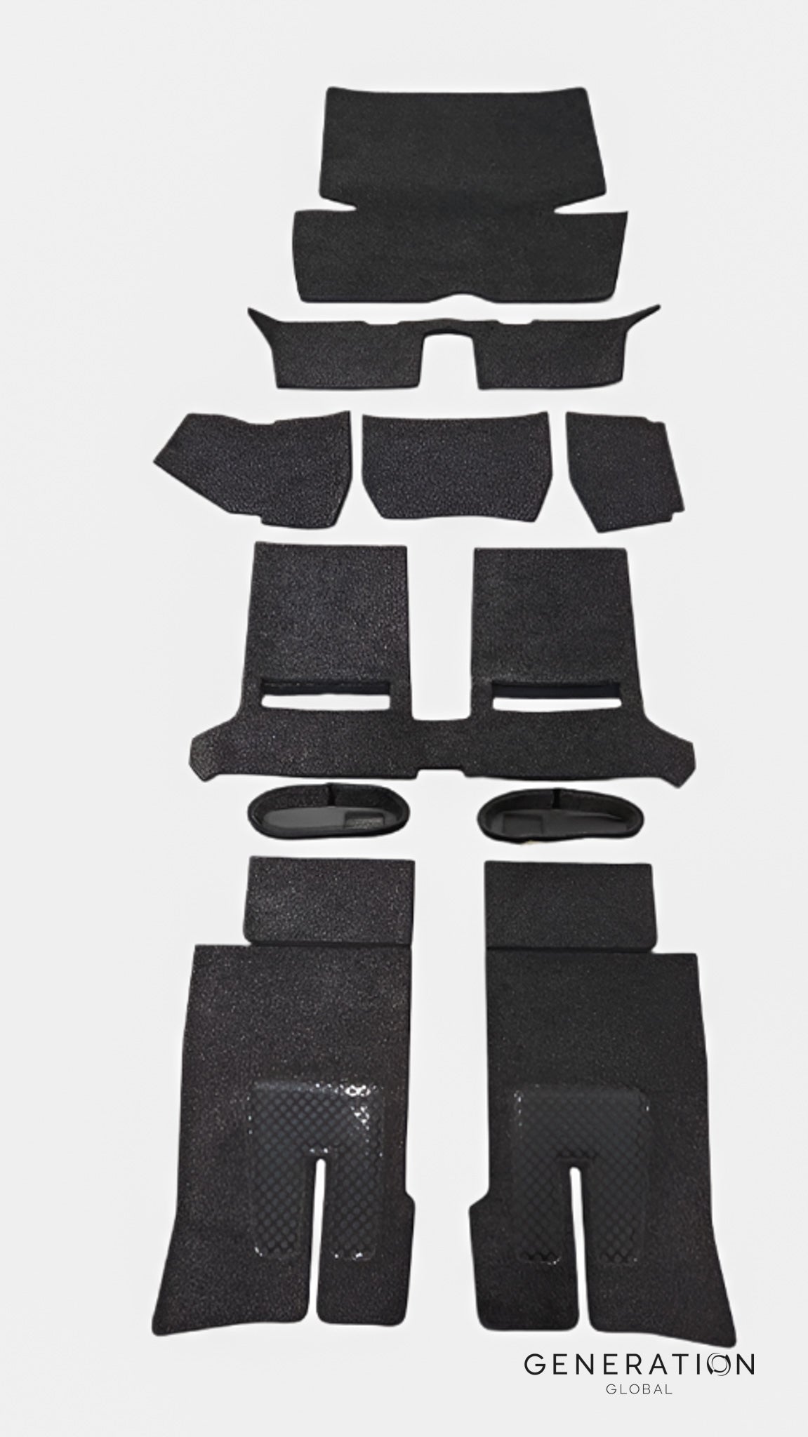 DA40 aircraft full carpet set made from plush WN-120 aviation carpet with mesh binding and velcro attachments, includes rear baggage carpet