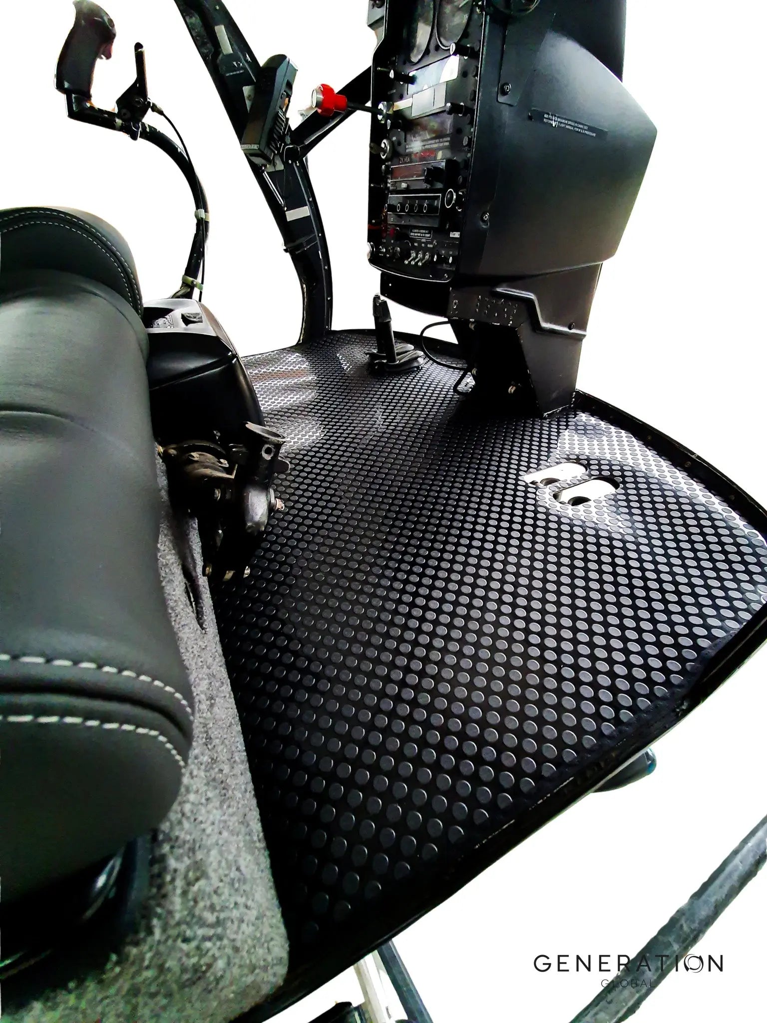 Complete helicopter vinyl flooring kit with precision‑cut panels and Velcro attachment system for MD/Hughes 269/300C and Schweizer S300.