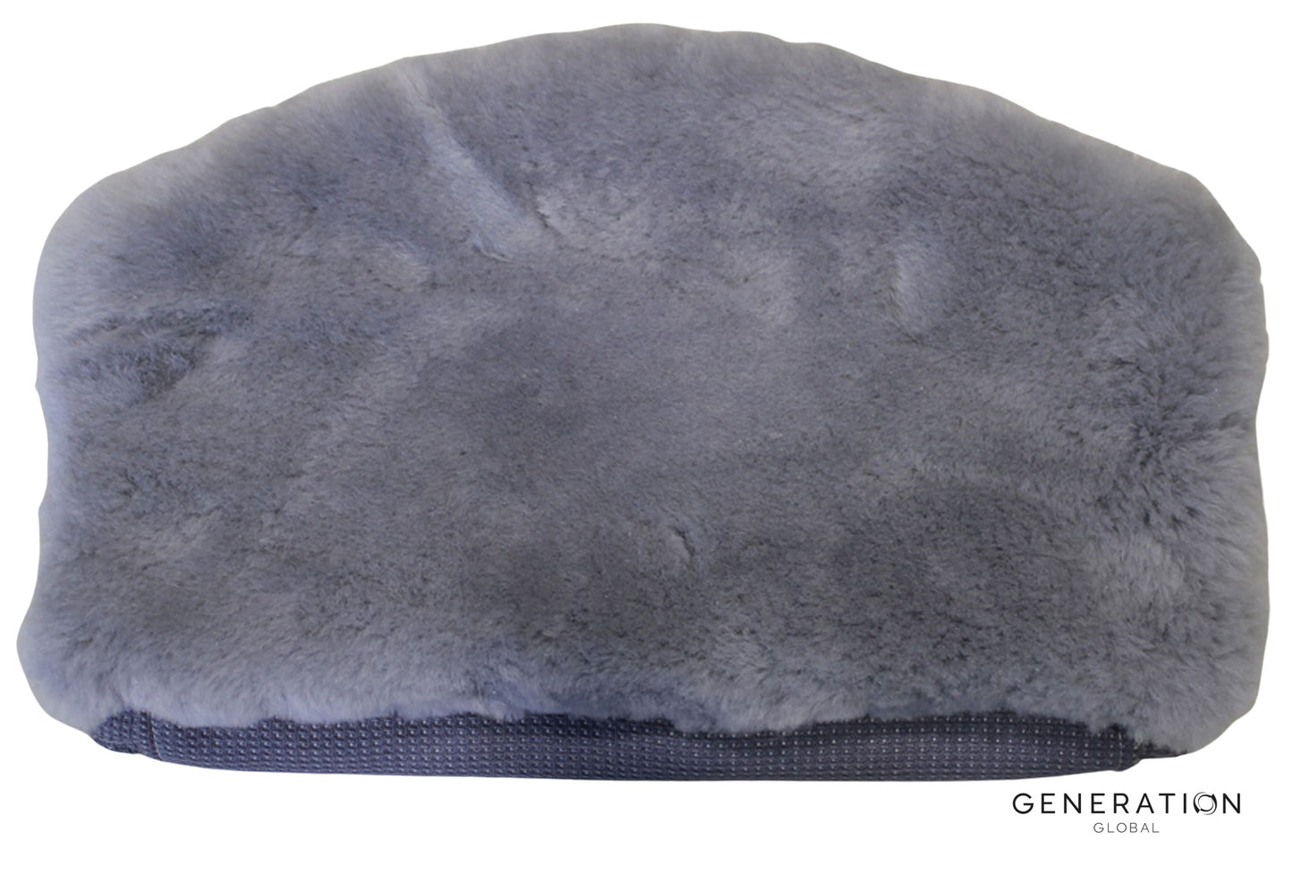 Grey sheepskin lumbar seat cover for Bombardier Q300/Q400 – designed for Captain/First Officer seats, OEM Goodrich, certified and cockpit-ready.