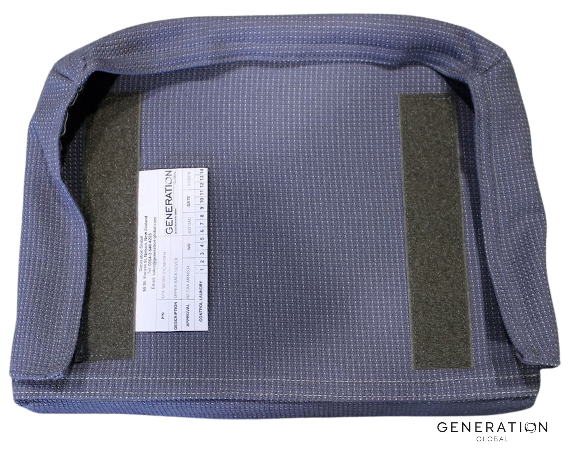 Grey sheepskin seat back upper cover for Bombardier Q300/Q400 – designed for Captain/First Officer seats, OEM Goodrich, certified and cockpit-ready.