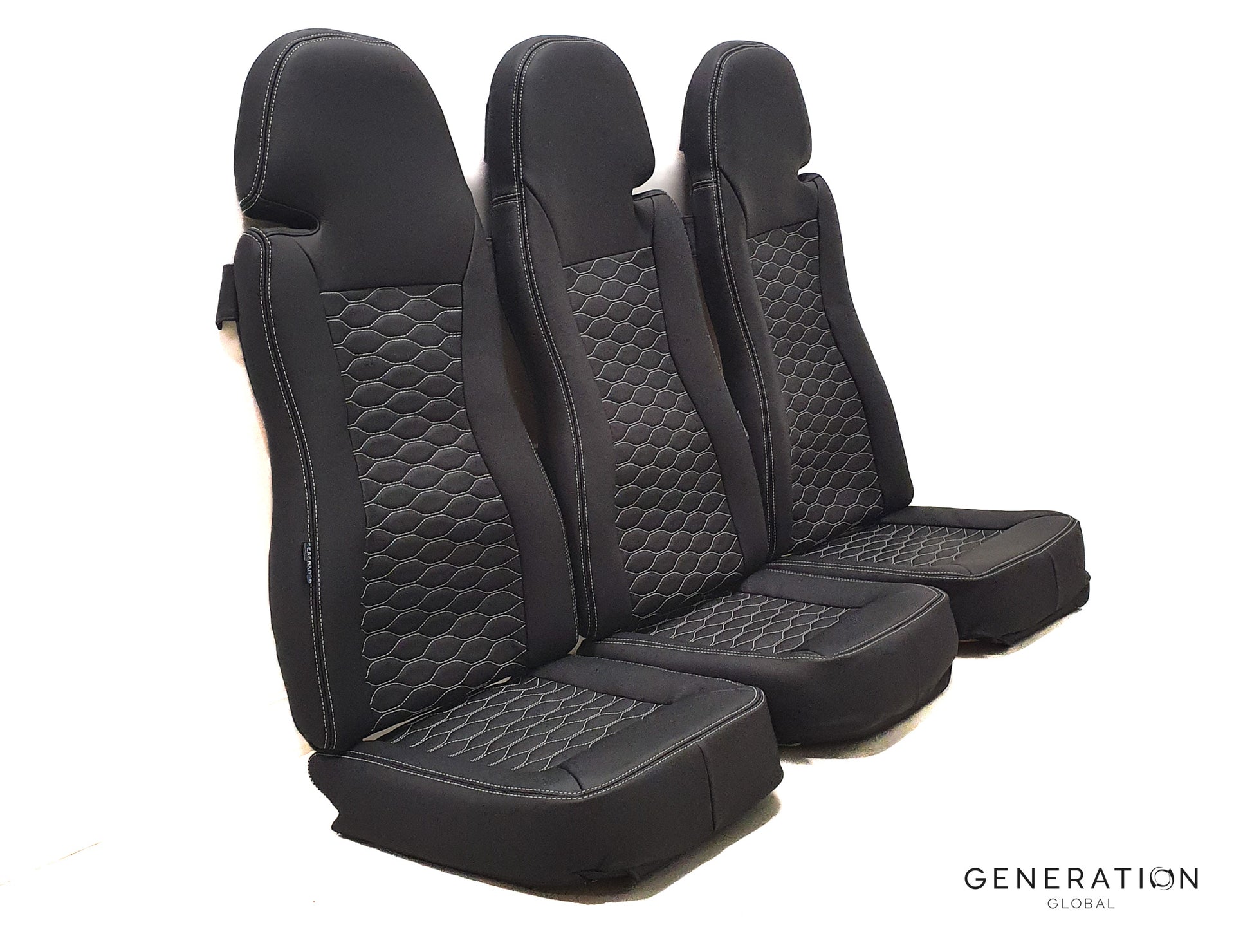 Airbus H120 rear seat assemblies Generation Global set of 3 with aviation leather covers and Genlite foam cushions.