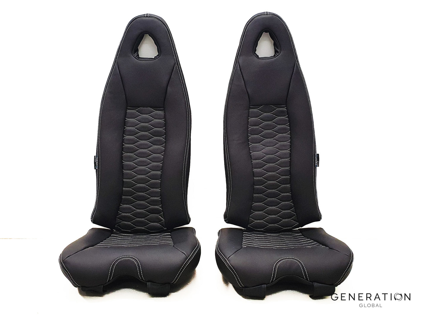 Airbus H120 helicopter crew seat backrest and bottom assembly with leather cover and Genlite foam cushion, compatible with Sicma Aero Seat.