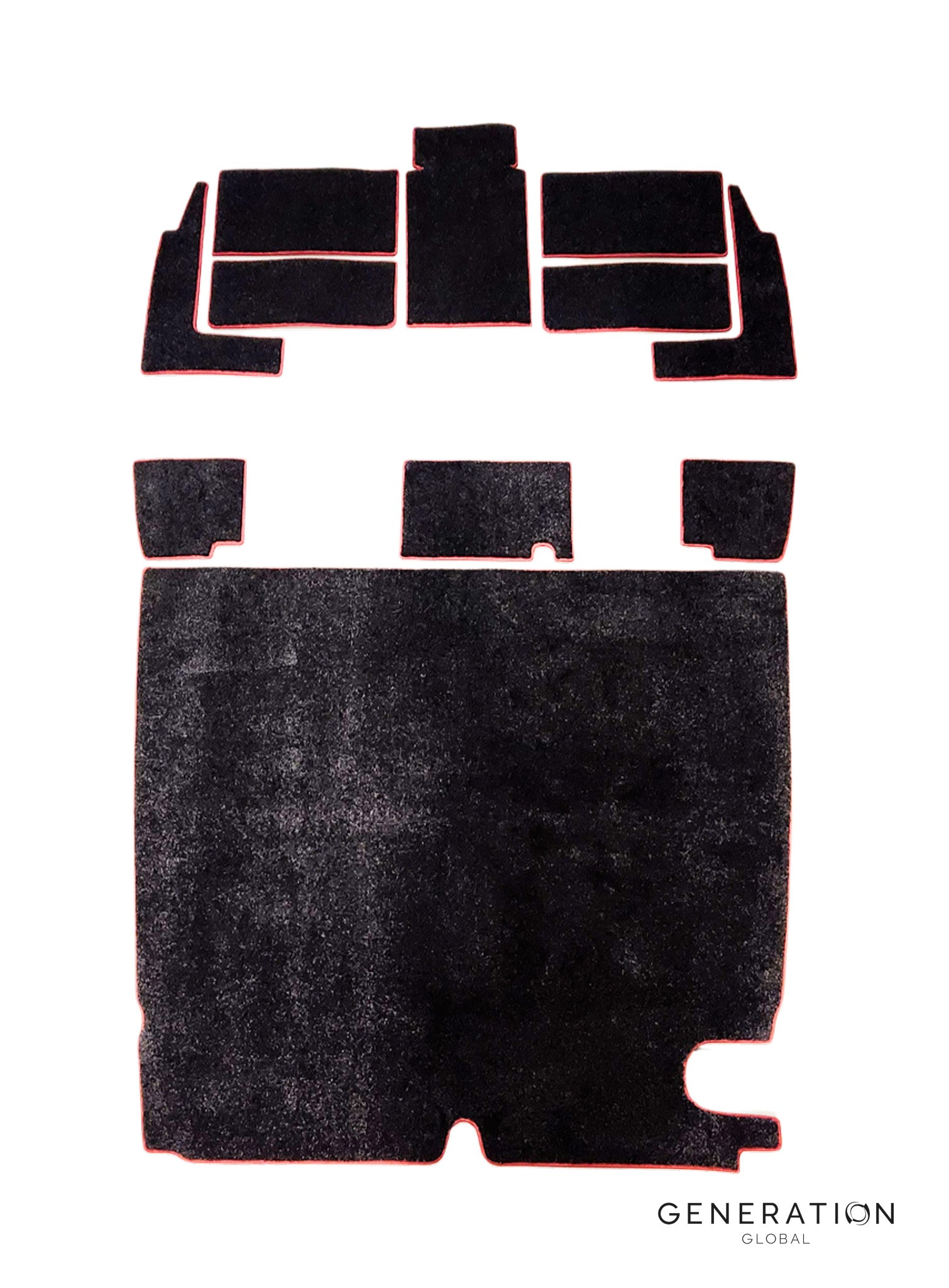 Full WN‑120 aviation carpet set for MD/Hughes 369/500 C‑D helicopters with mesh binding and Velcro installation.
