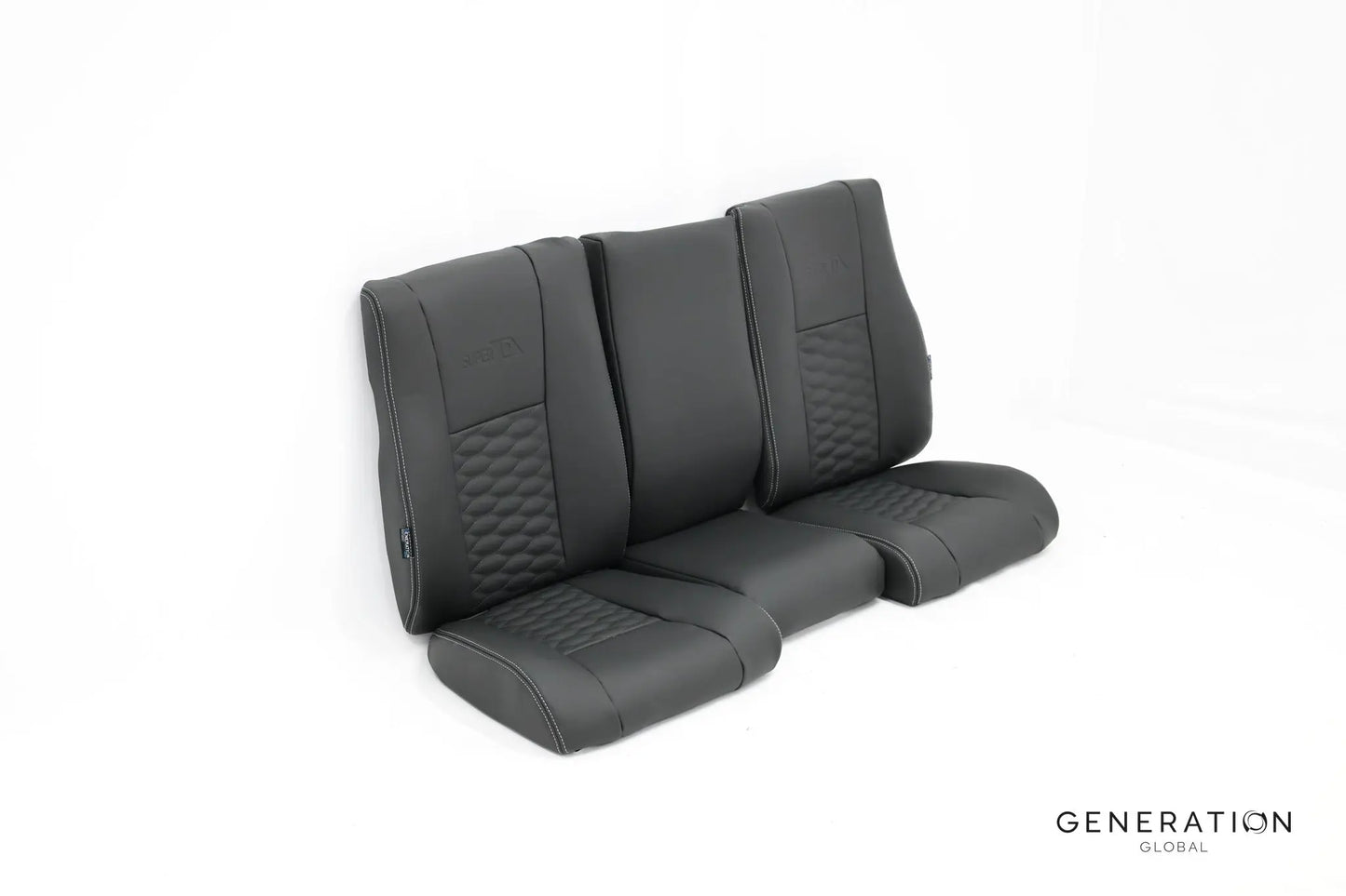 Set of 3 forward seat backrest and bottom assemblies (LH, RH, Centre) for MD/Hughes 369/500 helicopters, Generation I design.