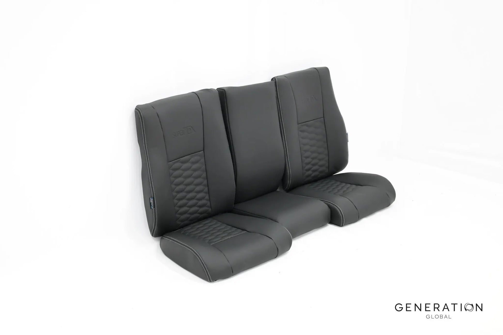 Set of 3 forward seat backrest and bottom assemblies (LH, RH, Centre) for MD/Hughes 369/500 helicopters, Generation I design.
