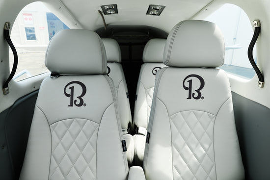 Custom-designed aircraft interior with premium materials
