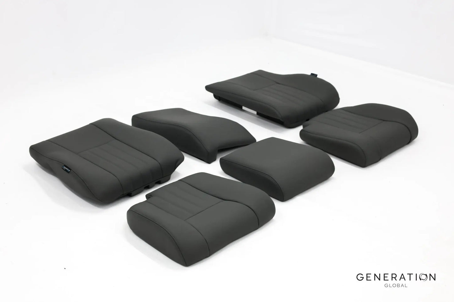 Set of 3 forward seat backrest and bottom assemblies (LH, RH, Centre) for MD/Hughes 369/500 helicopters, Generation I design.