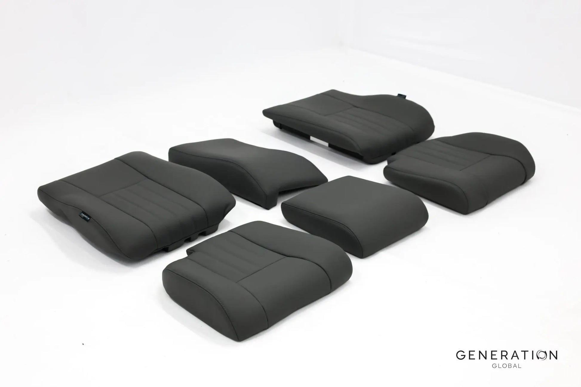 Set of 3 forward seat backrest and bottom assemblies (LH, RH, Centre) for MD/Hughes 369/500 helicopters, Generation I design.