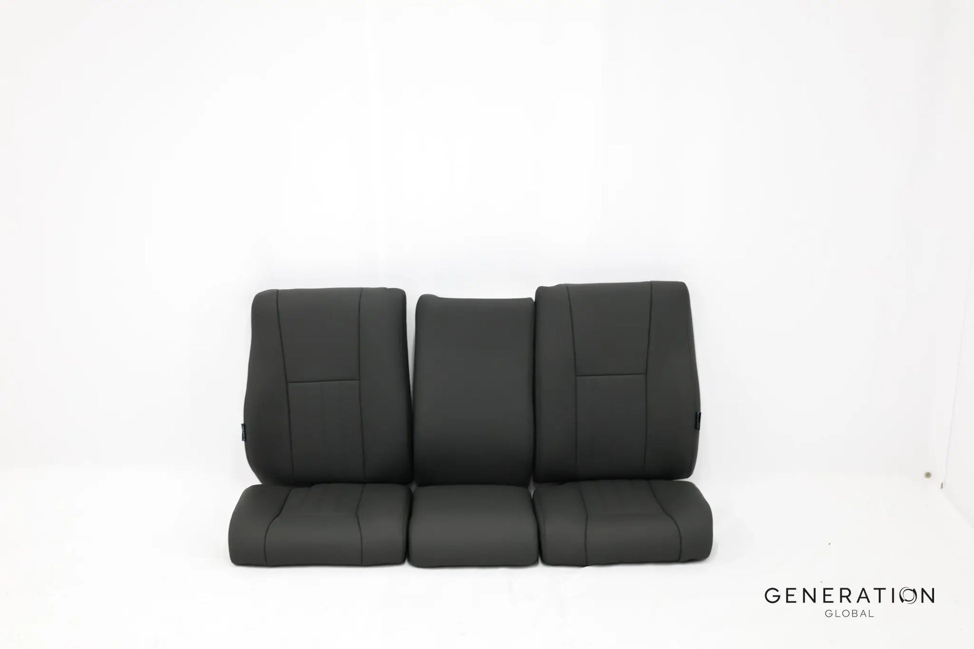 Set of 3 forward seat backrest and bottom assemblies (LH, RH, Centre) for MD/Hughes 369/500 helicopters, Generation I design.
