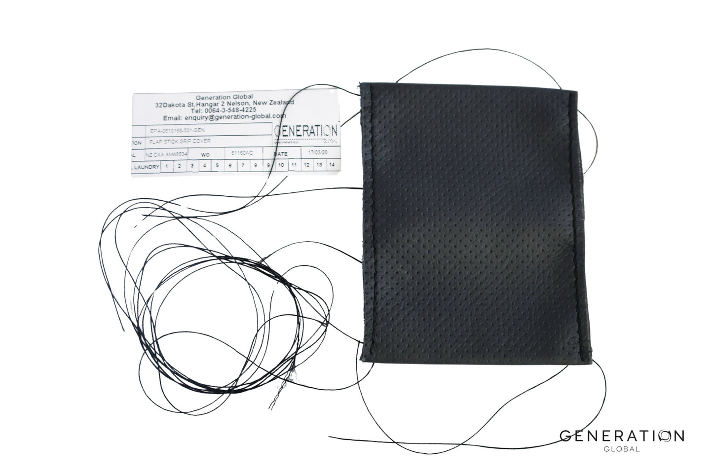 Cessna 182 Aircraft Interior Leather Flap Lever Grip Cover - Black Perforated Aviation Leather