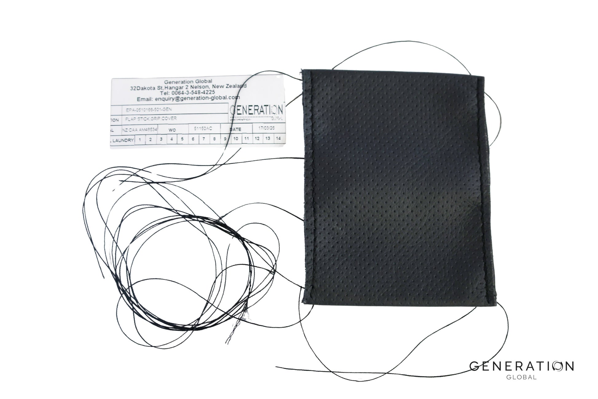 Cessna 182 Aircraft Interior Leather Flap Lever Grip Cover - Black Perforated Aviation Leather