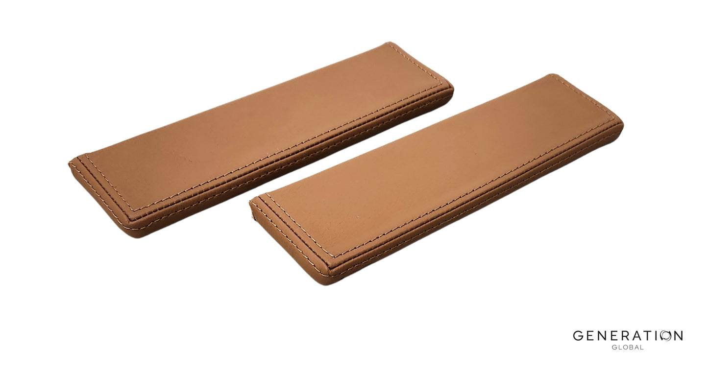 Left and right Piper PA-28 leather door armrest pads designed to replace original OEM armrests.
