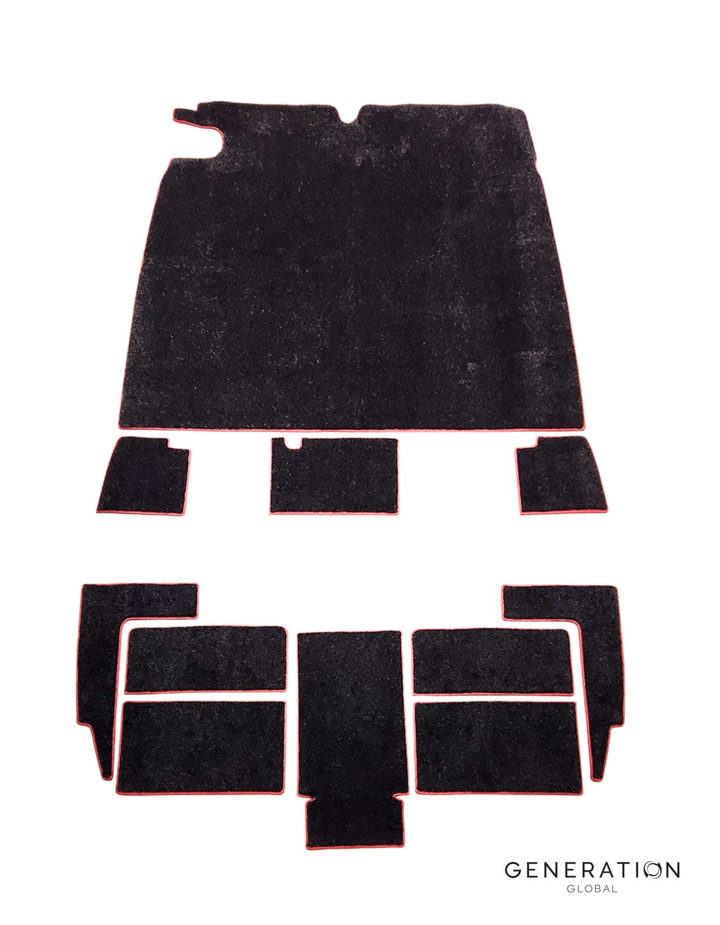 Full WN‑120 aviation carpet set for MD/Hughes 369/500 C‑D helicopters with mesh binding and Velcro installation.