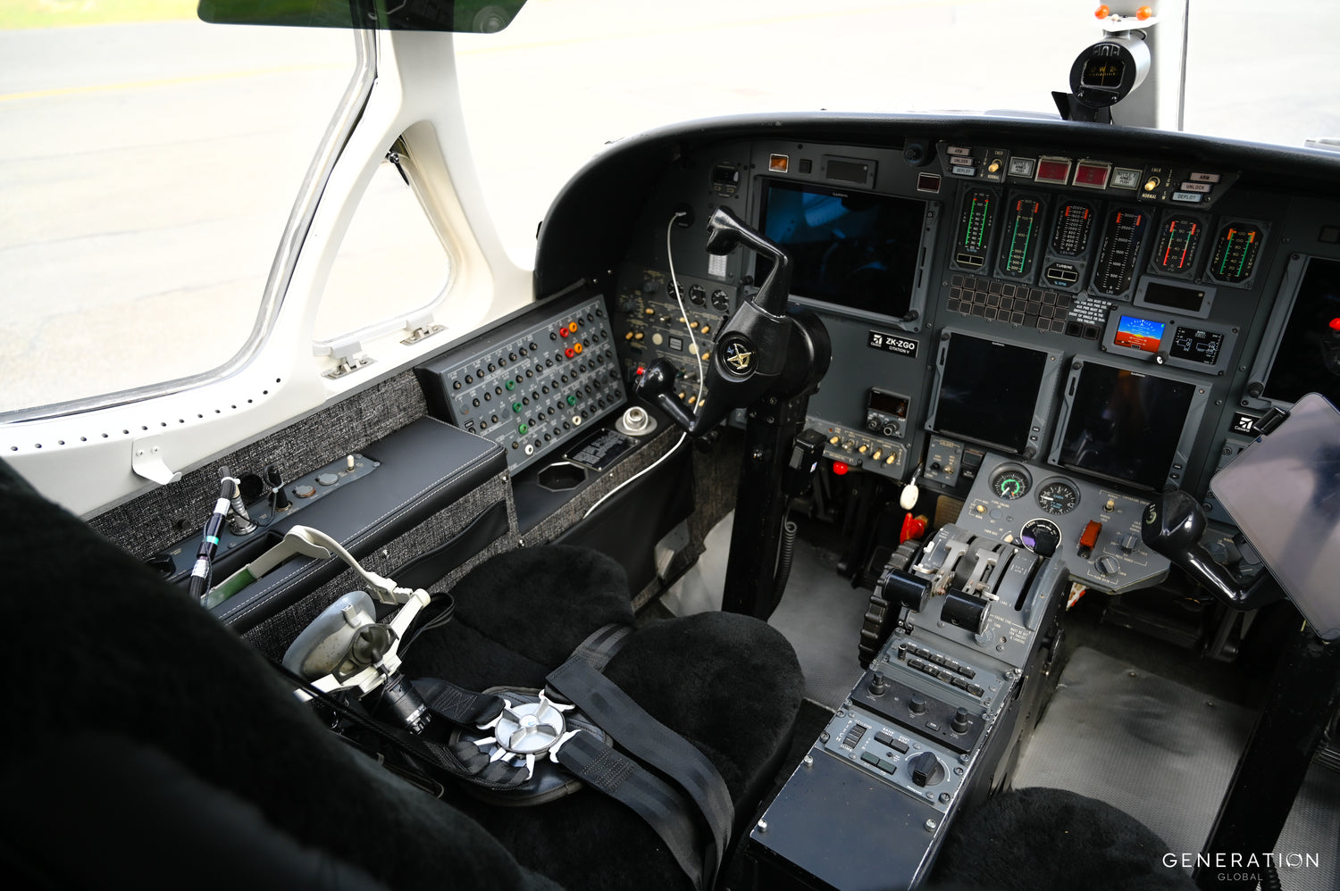Luxurious VIP private jet cabin with bespoke crew and cockpit