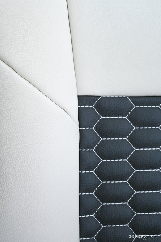 High-quality stitching detail on bespoke aircraft upholstery