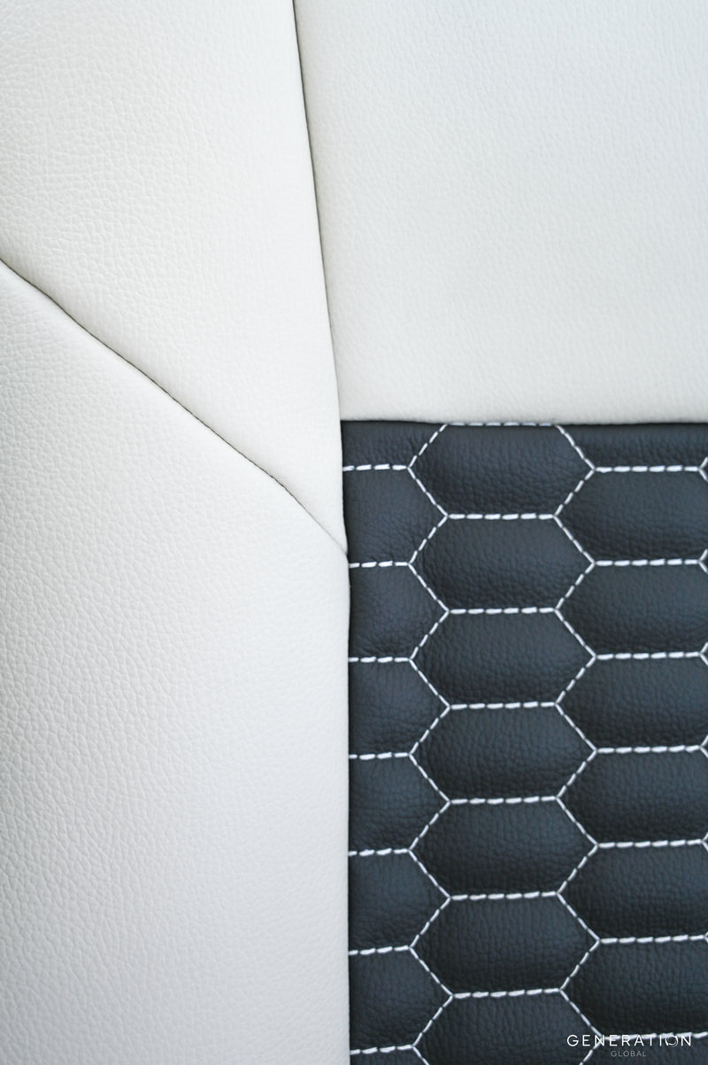 High-quality stitching detail on bespoke aircraft upholstery
