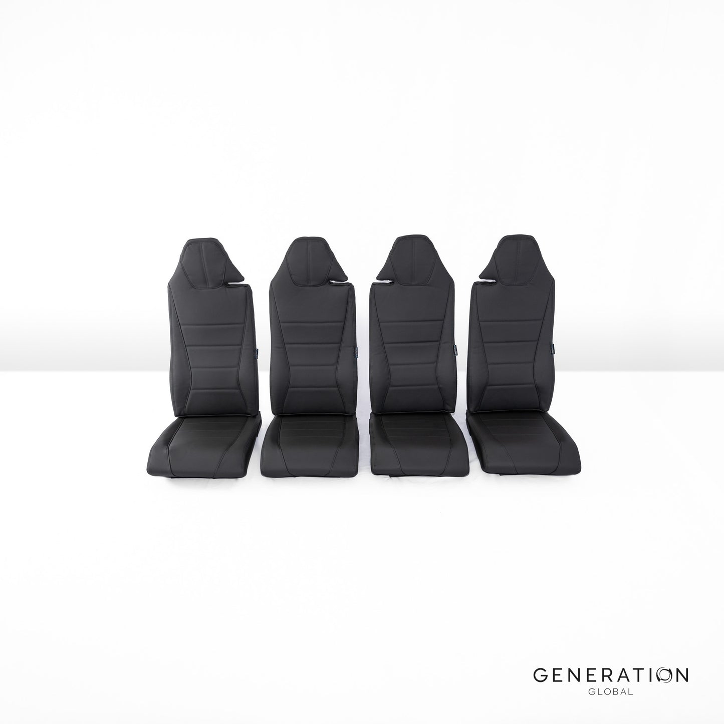 Refreshed H125 rear passenger seat set for AS350 helicopters with aviation-grade leather.