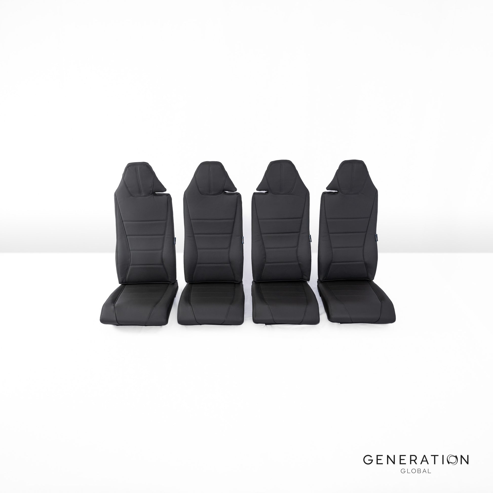 Refreshed H125 rear passenger seat set for AS350 helicopters with aviation-grade leather.