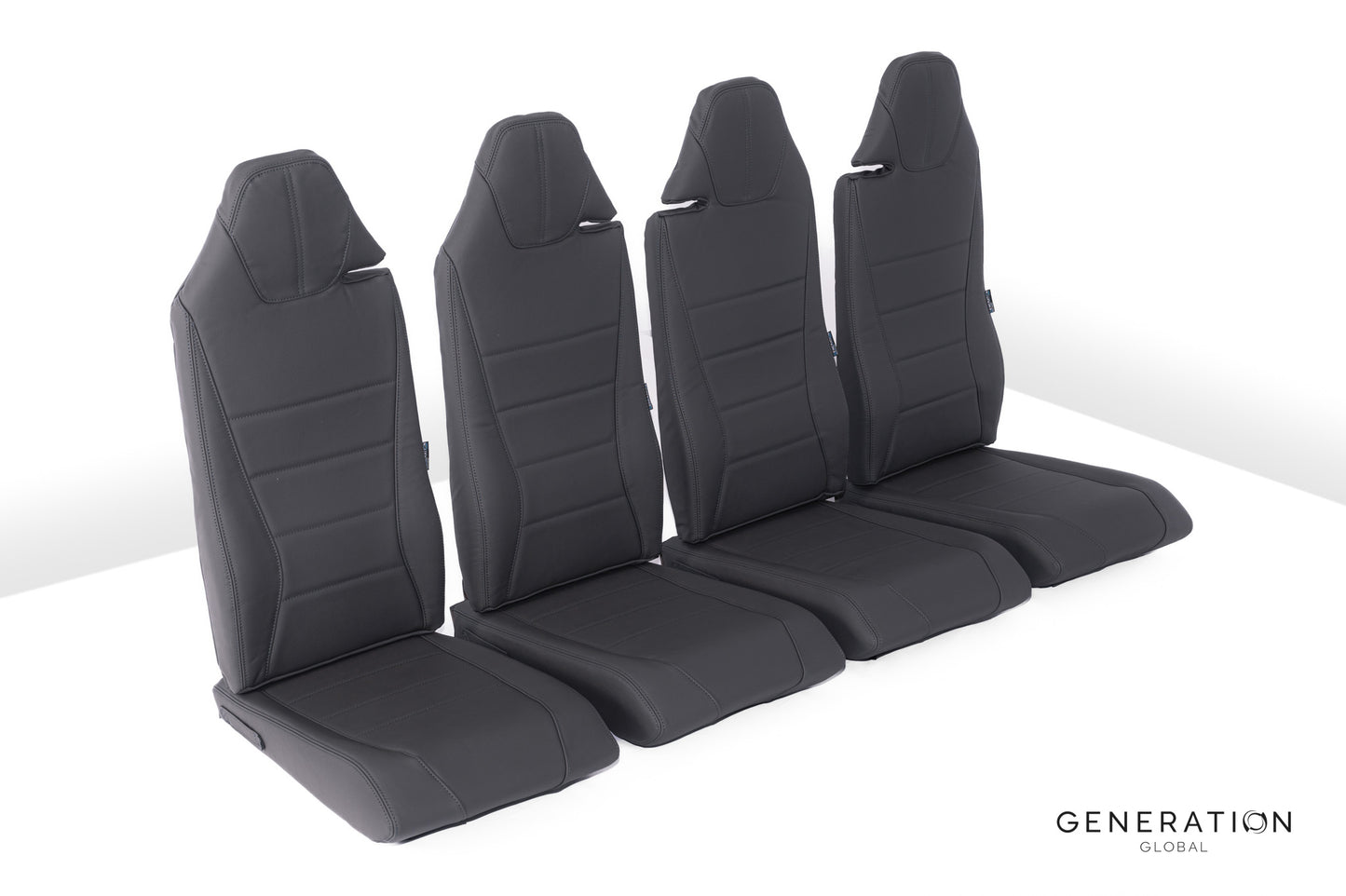 Refreshed H125 rear passenger seat set for AS350 helicopters with aviation-grade leather.