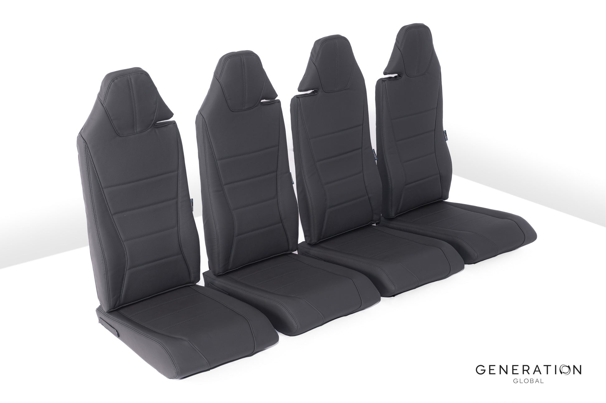 Refreshed H125 rear passenger seat set for AS350 helicopters with aviation-grade leather.