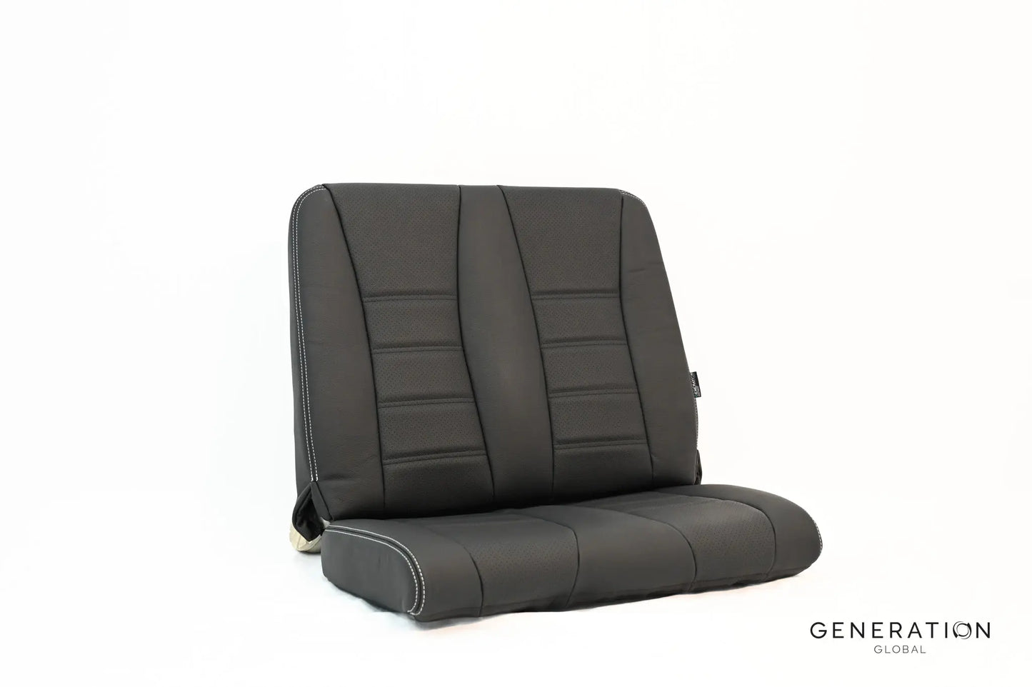 Custom Eurocopter AS350/AS355/H125 dual seat cushion and backrest assembly in aviation-grade leather with Genlite foam, designed for helicopter interiors.