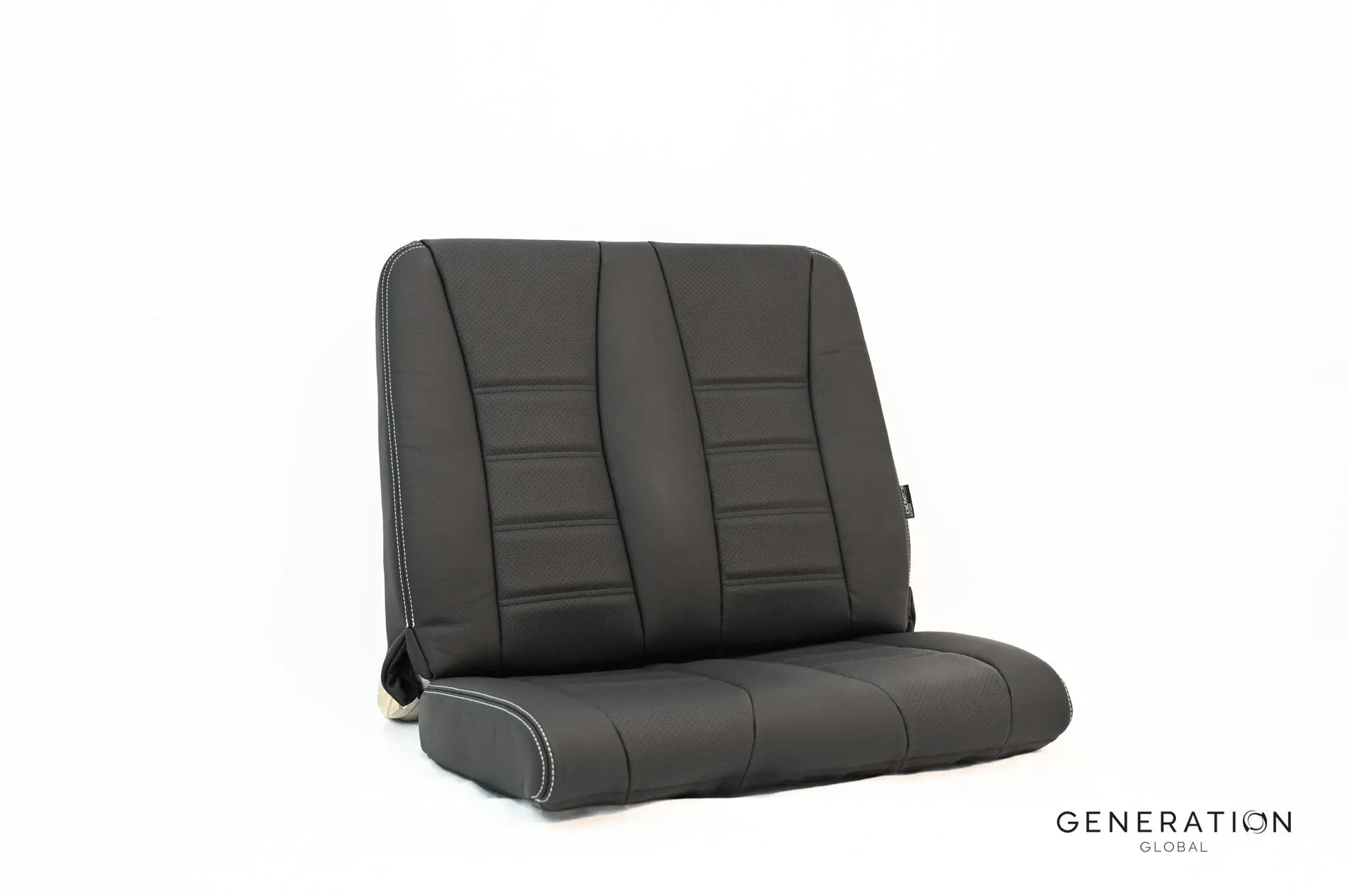 Custom Eurocopter AS350/AS355/H125 dual seat cushion and backrest assembly in aviation-grade leather with Genlite foam, designed for helicopter interiors.