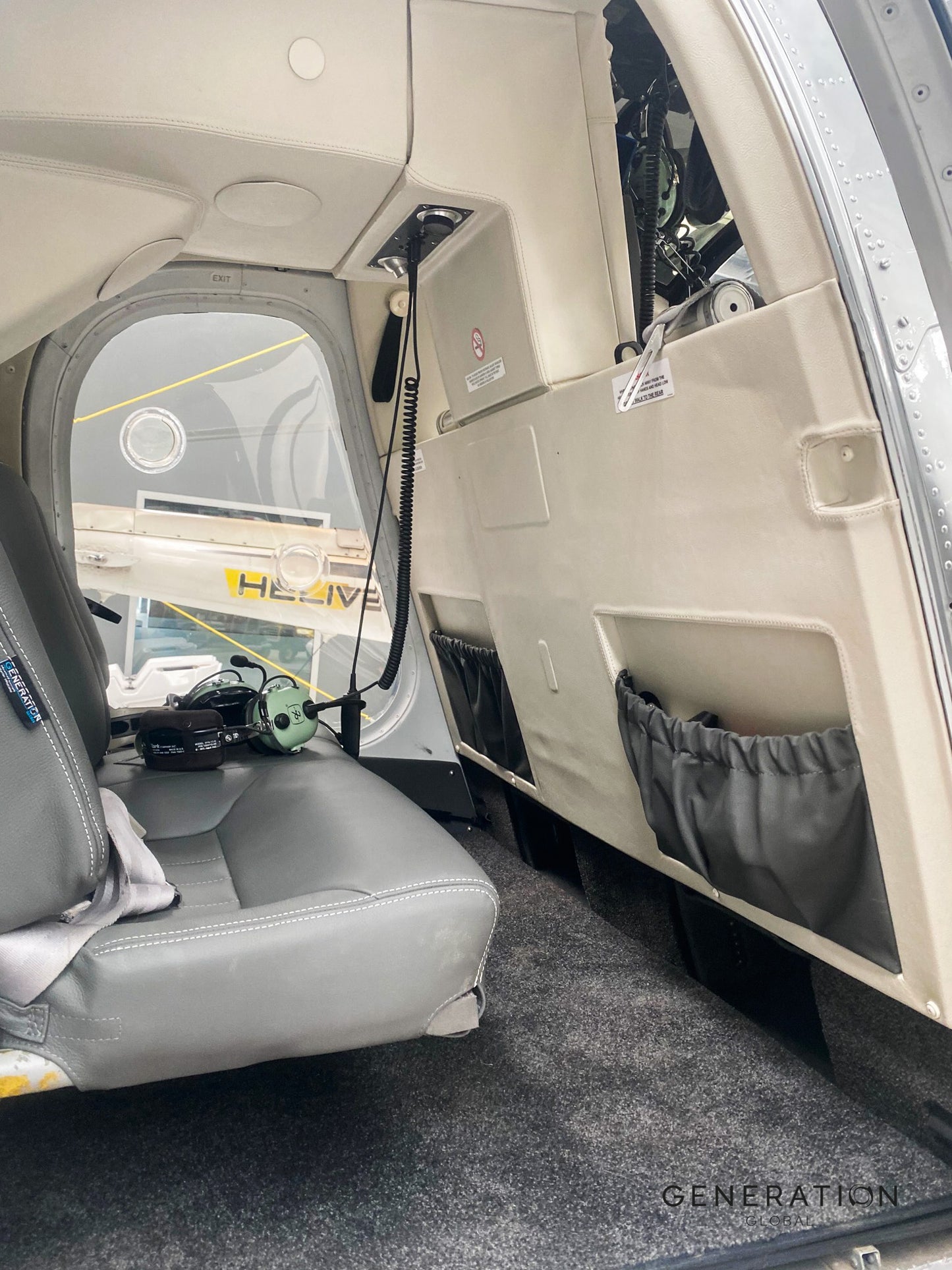 Full WN‑120 aviation carpet set for MD/Hughes 369/500 C‑D helicopters with mesh binding and Velcro installation.