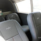 Refurbished Piper PA-28-140 aircraft interior featuring custom leather seat upholstery, high-comfort foam cushions and OEM-quality finish.