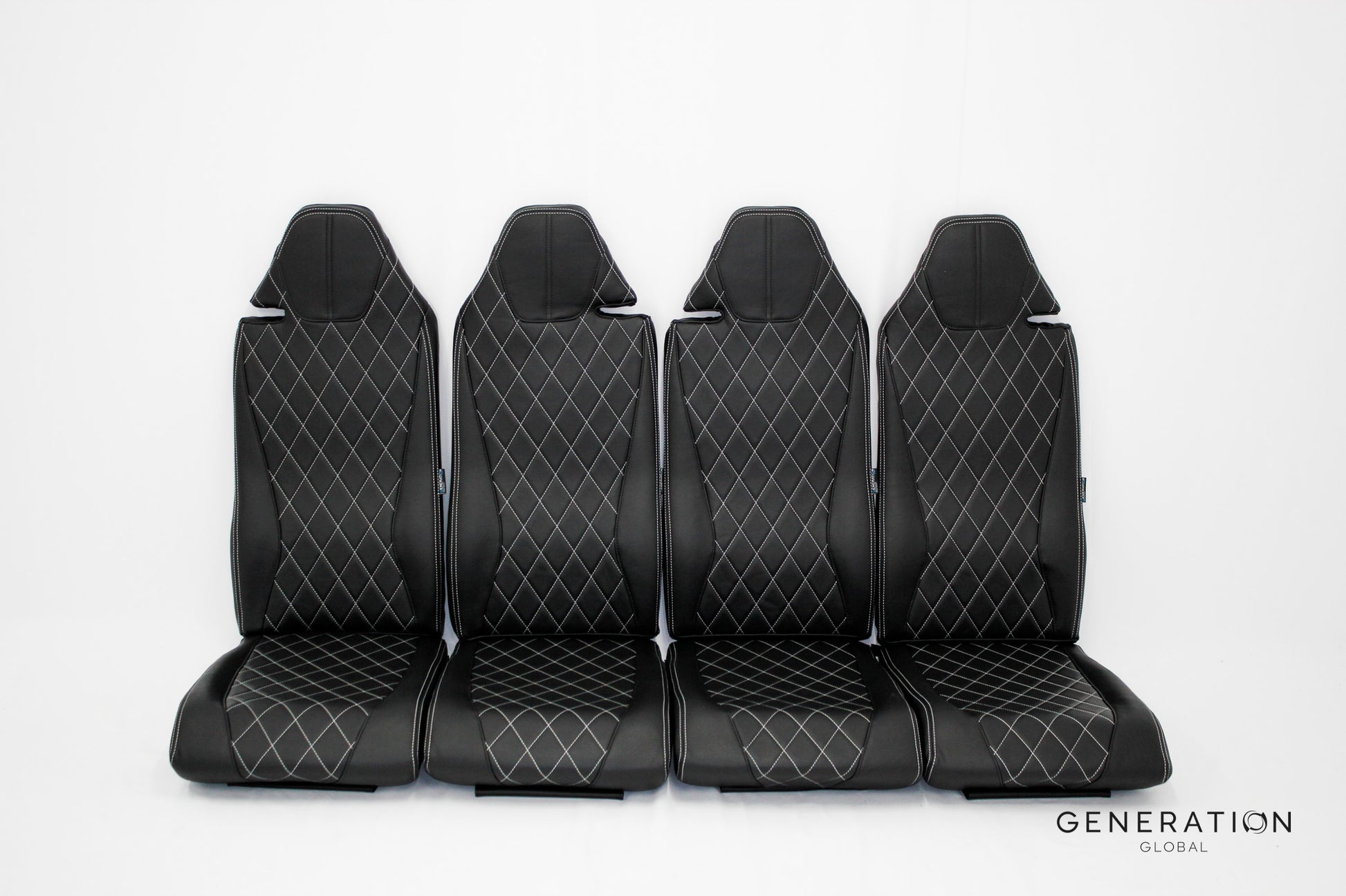 Refreshed H125 rear passenger seat set for AS350 helicopters with aviation-grade leather.