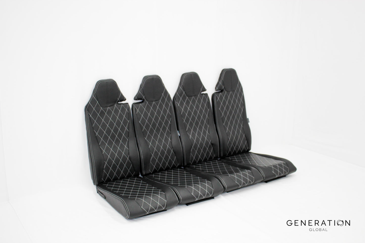 Refreshed H125 rear passenger seat set for AS350 helicopters with aviation-grade leather.