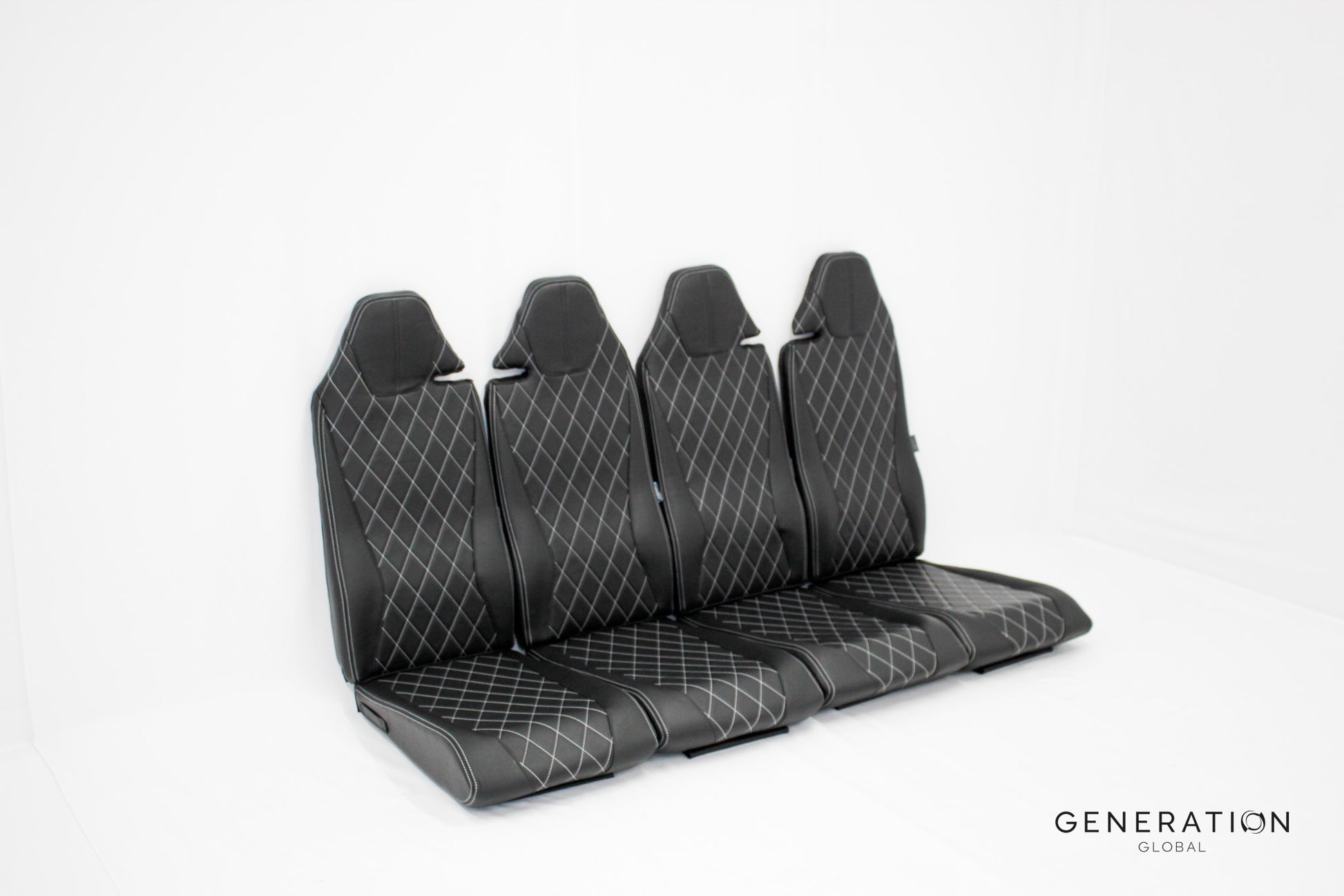 Refreshed H125 rear passenger seat set for AS350 helicopters with aviation-grade leather.