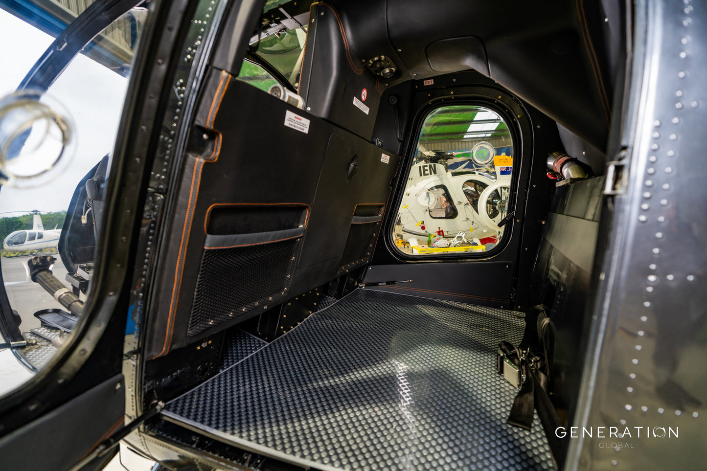 Full MW‑200 vinyl floor set for MD/Hughes 369/500C‑D helicopters with precision‑cut panels and Velcro attachments.