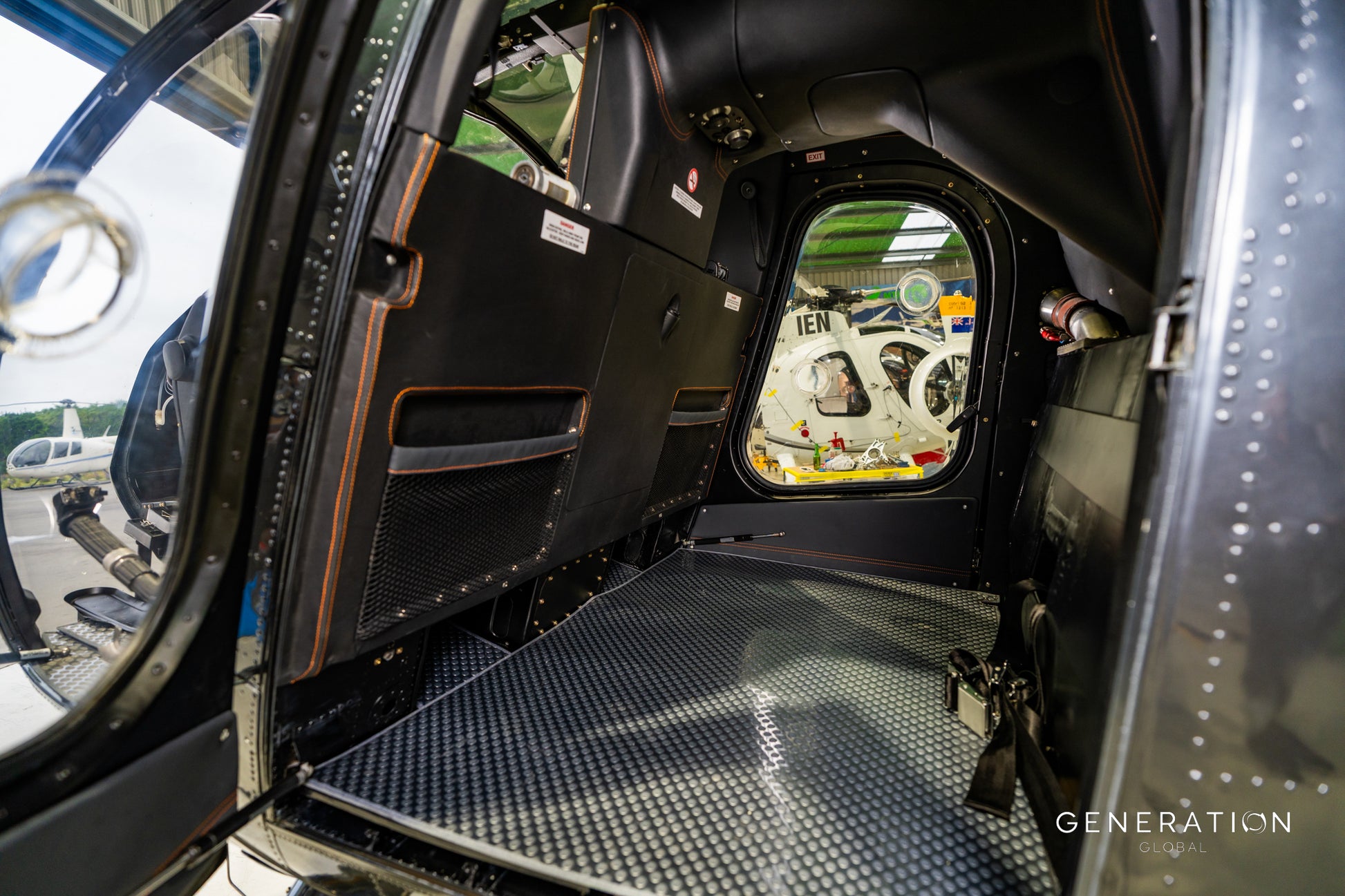 Full MW‑200 vinyl floor set for MD/Hughes 369/500C‑D helicopters with precision‑cut panels and Velcro attachments.