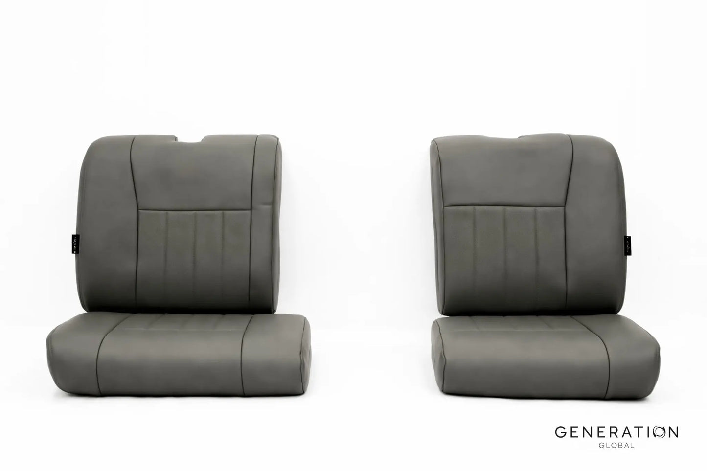 Set of 2 Generation I forward seat assemblies (LH and RH) for MD/Hughes 500E with aviation leather and composite backing.