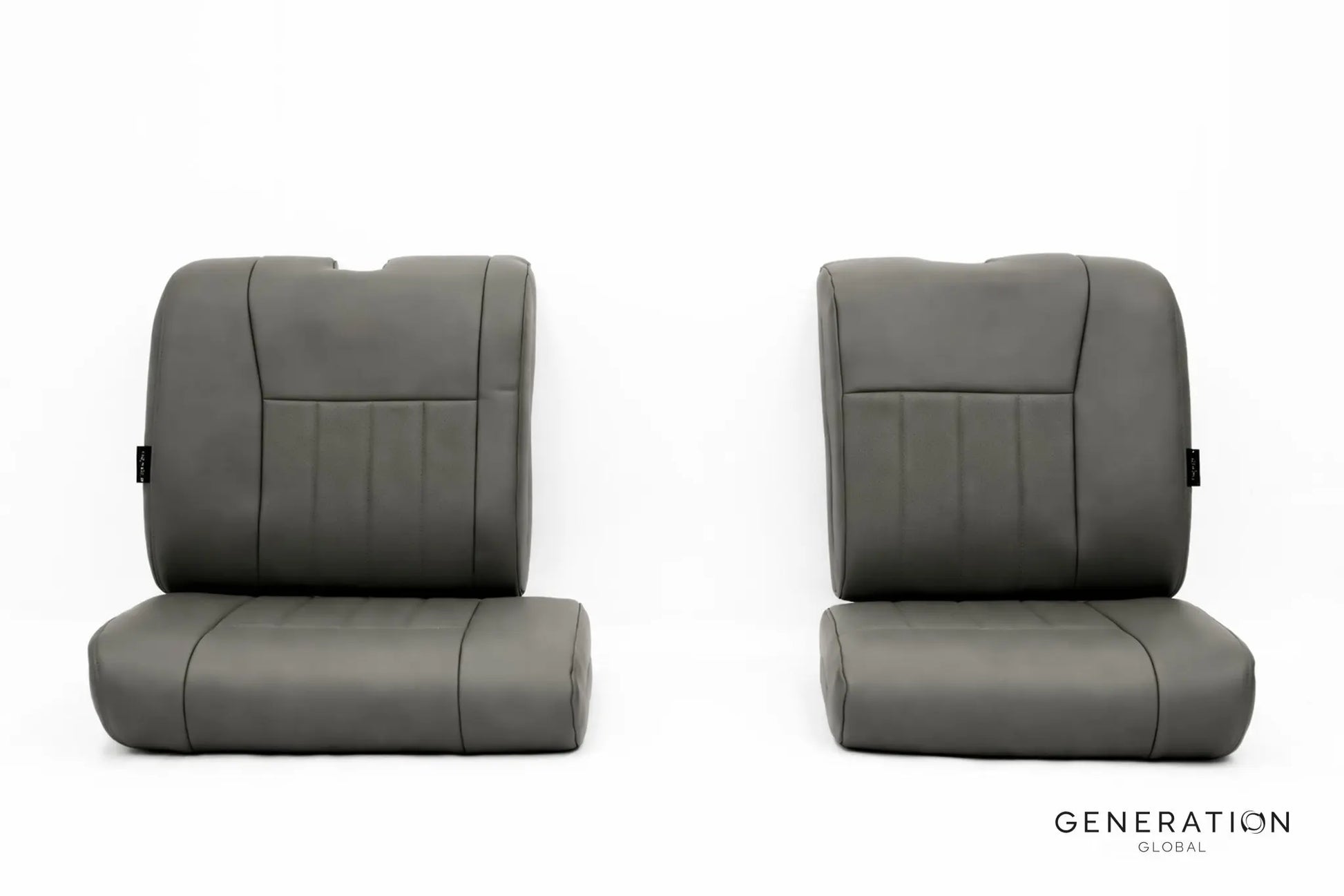 Set of 2 Generation I forward seat assemblies (LH and RH) for MD/Hughes 500E with aviation leather and composite backing.