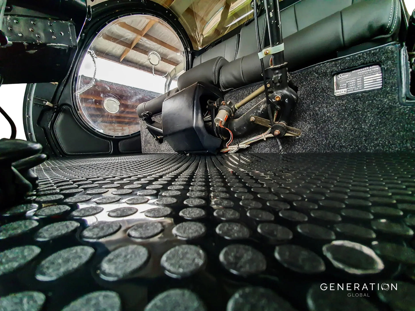 Complete helicopter vinyl flooring kit with precision‑cut panels and Velcro attachment system for MD/Hughes 269/300C and Schweizer S300.