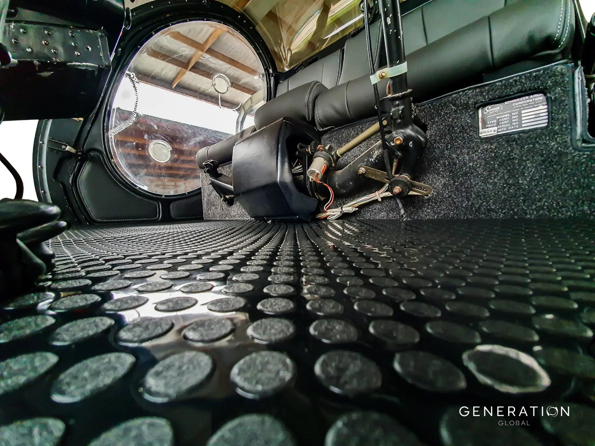 Complete helicopter vinyl flooring kit with precision‑cut panels and Velcro attachment system for MD/Hughes 269/300C and Schweizer S300.
