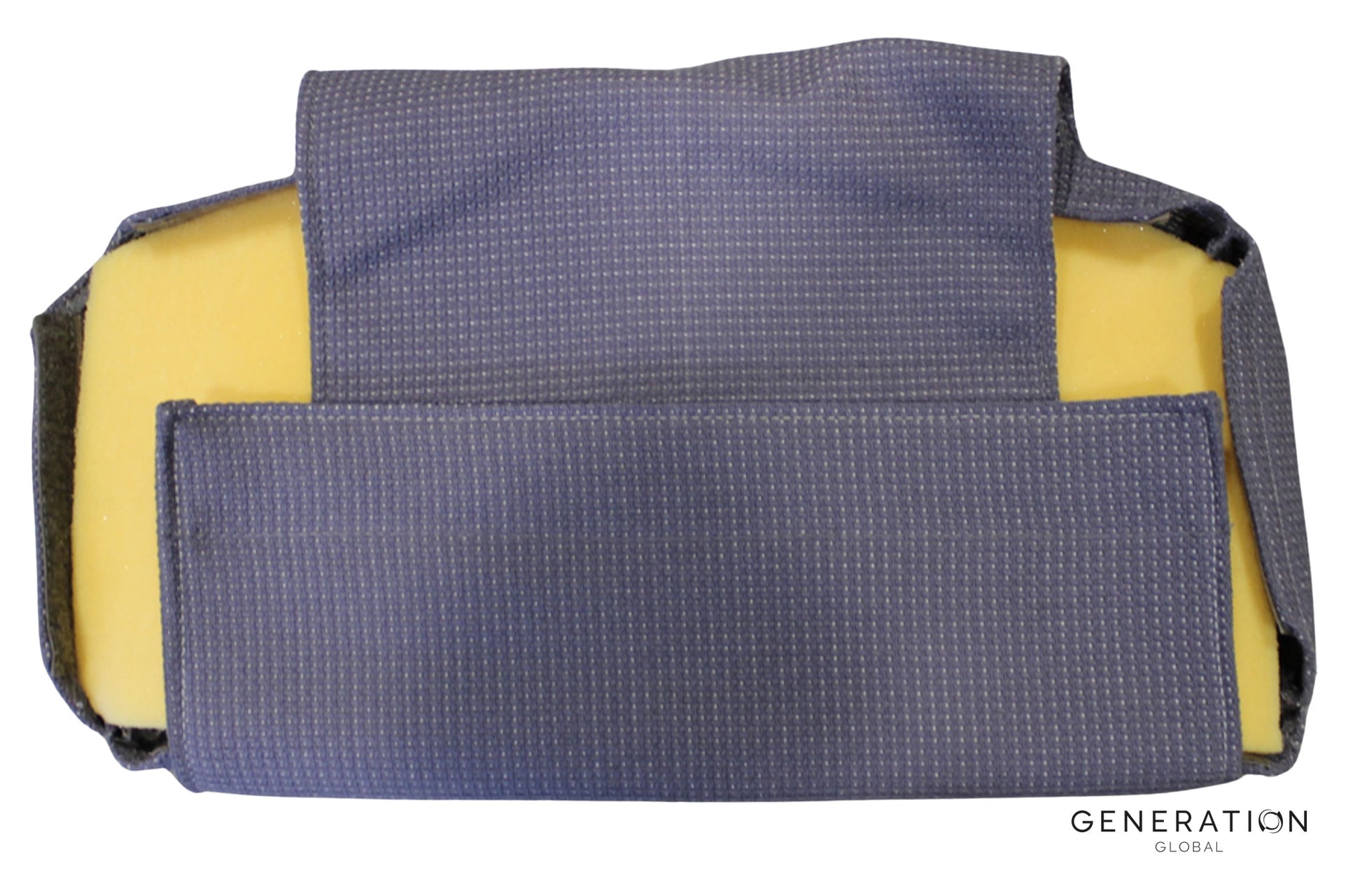 Grey sheepskin lumbar seat cover for Bombardier Q300/Q400 – designed for Captain/First Officer seats, OEM Goodrich, certified and cockpit-ready.